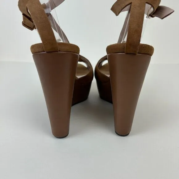 Salvatore Ferragamo Womens Shoes Size 9 Brown Sandals Wedges Strappy Ladies