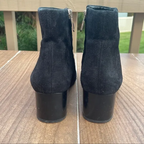 Sam Edelman Black Heeled Suede Ankle Boots Zip Up Size 7