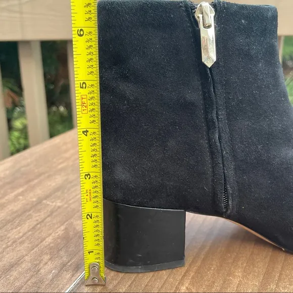Sam Edelman Black Heeled Suede Ankle Boots Zip Up Size 7