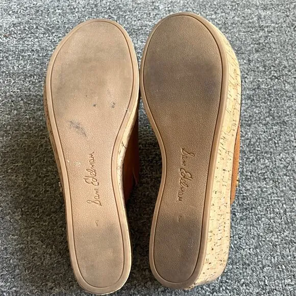 Sam Edelman Brown Suede Ranger Cork Platform Wedges Size 8