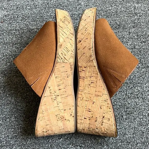 Sam Edelman Brown Suede Ranger Cork Platform Wedges Size 8