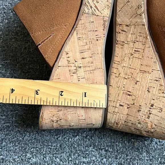 Sam Edelman Brown Suede Ranger Cork Platform Wedges Size 8