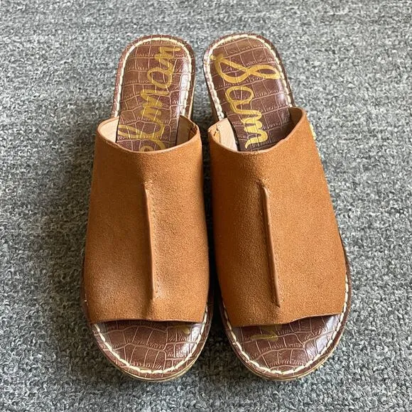 Sam Edelman Brown Suede Ranger Cork Platform Wedges Size 8