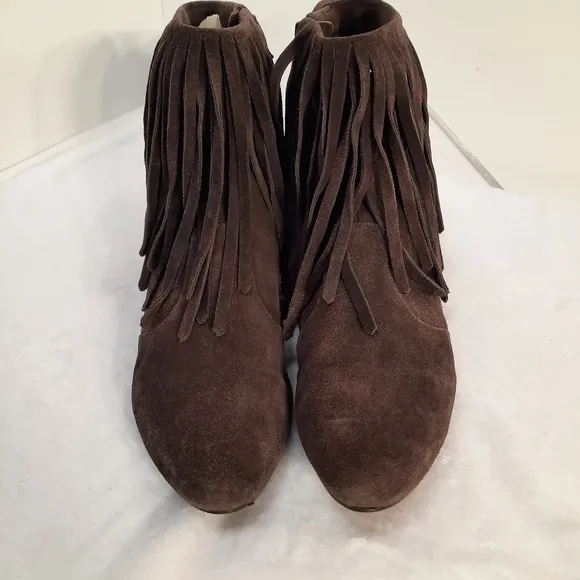 Sam Edelman Brown Ursula Suede Flat Boot Fringe Detail 8 US