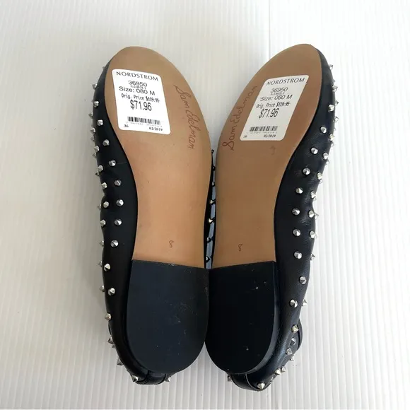 Sam Edelman Fanley Studded Leather Ballet Flats Black Silver