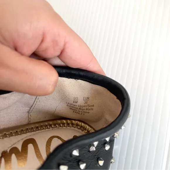 Sam Edelman Fanley Studded Leather Ballet Flats Black Silver