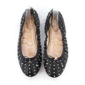 Sam Edelman Fanley Studded Leather Ballet Flats Black Silver