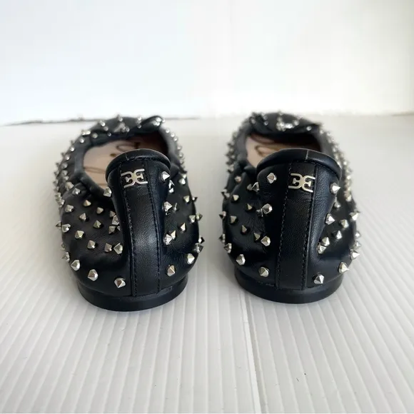 Sam Edelman Fanley Studded Leather Ballet Flats Black Silver