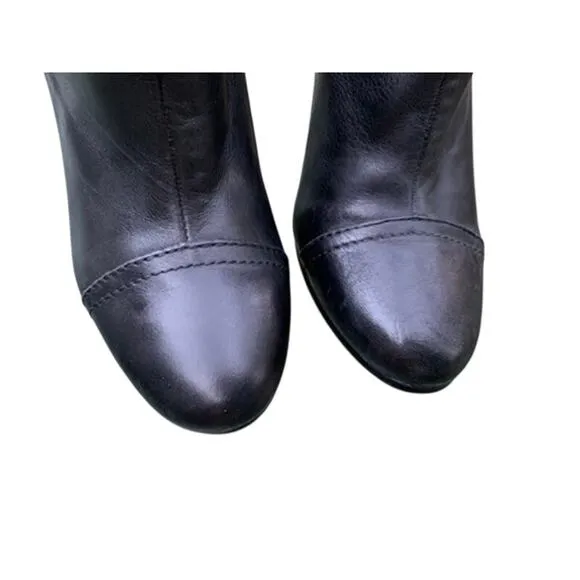 Sam Edelman High Heeled Buckled Black Leather Boots Size 8.5