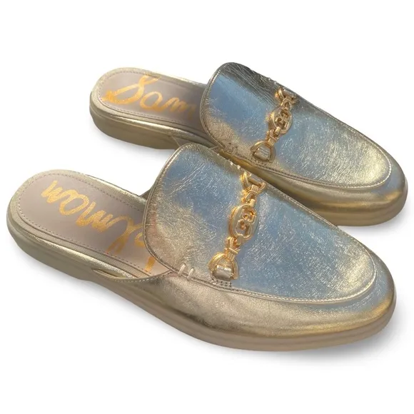Sam Edelman Kira Mule Metallic Gold Women's Loafers Size 8 NEW