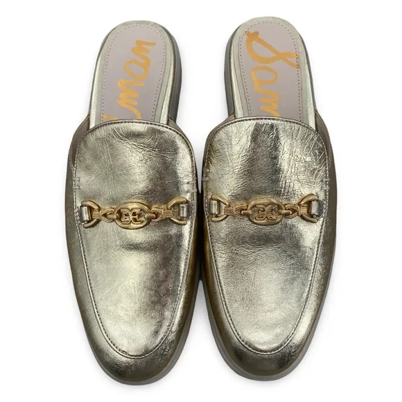 Sam Edelman Kira Mule Metallic Gold Women's Loafers Size 8 NEW