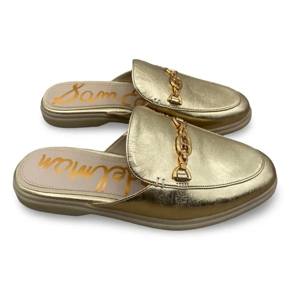 Sam Edelman Kira Mule Metallic Gold Women's Loafers Size 8 NEW