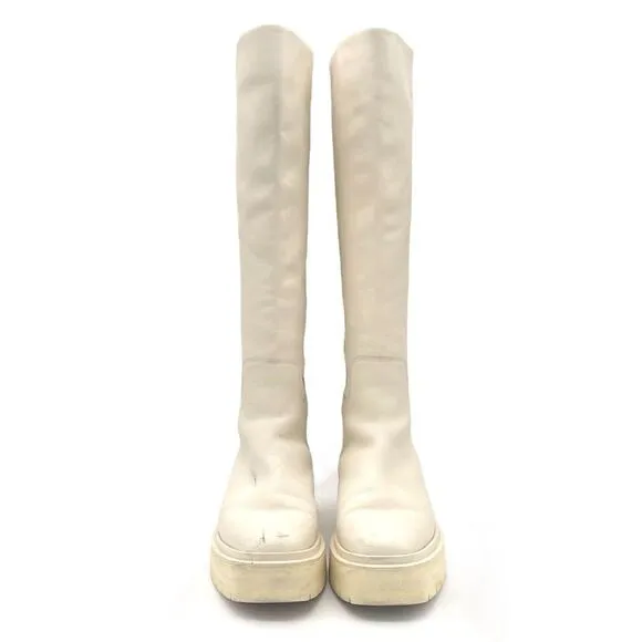 Sam Edelman Larina Boot Ivory Cream Leather Tall Lug Sole Boots Women’s Size 7.5