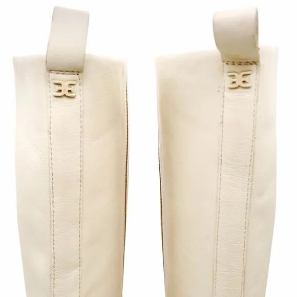 Sam Edelman Larina Boot Ivory Cream Leather Tall Lug Sole Boots Women’s Size 7.5