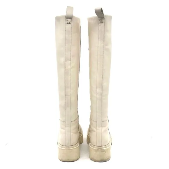 Sam Edelman Larina Boot Ivory Cream Leather Tall Lug Sole Boots Women’s Size 7.5