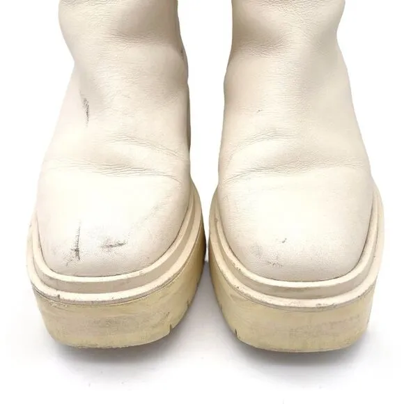 Sam Edelman Larina Boot Ivory Cream Leather Tall Lug Sole Boots Women’s Size 7.5