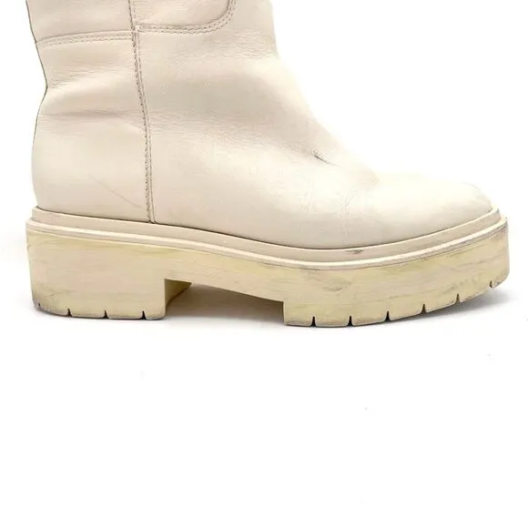 Sam Edelman Larina Boot Ivory Cream Leather Tall Lug Sole Boots Women’s Size 7.5