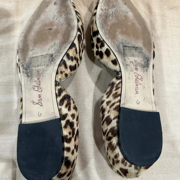Sam Edelman Leather Loafer Flats Women Size 6 Animal Print Calf Hair Leopard.