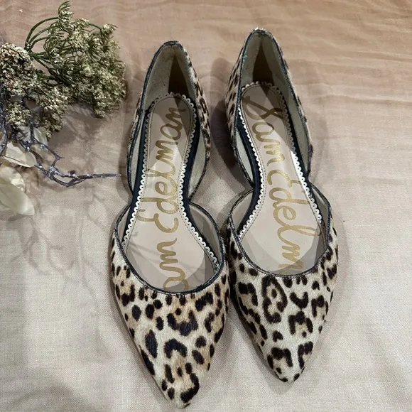 Sam Edelman Leather Loafer Flats Women Size 6 Animal Print Calf Hair Leopard.