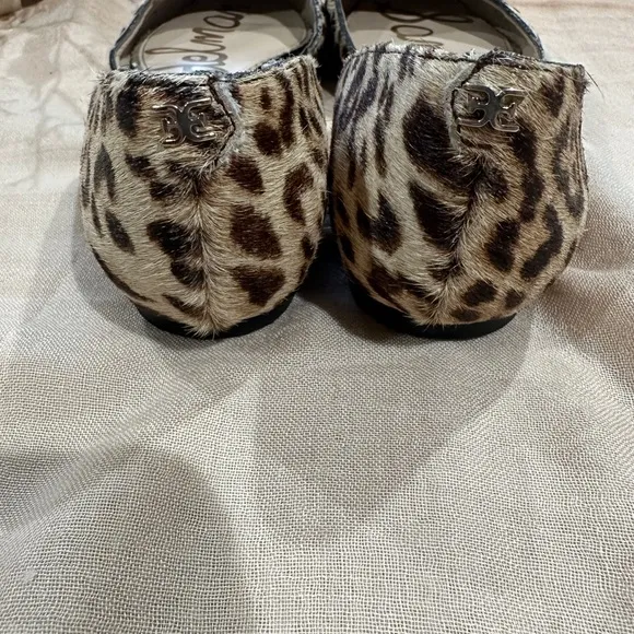 Sam Edelman Leather Loafer Flats Women Size 6 Animal Print Calf Hair Leopard.