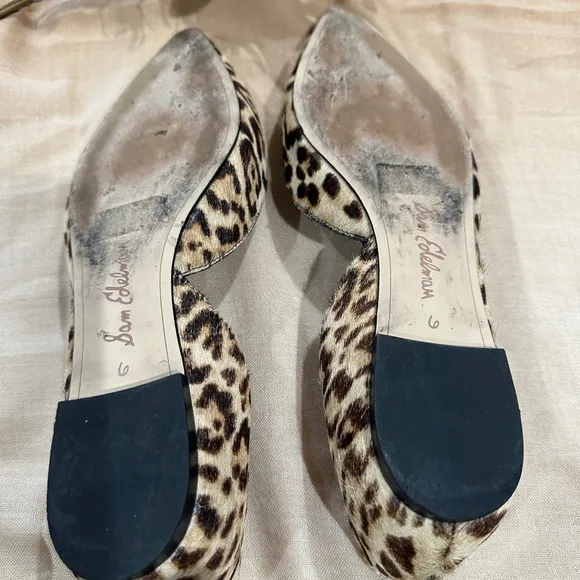 Sam Edelman Leather Loafer Flats Women Size 6 Animal Print Calf Hair Leopard.