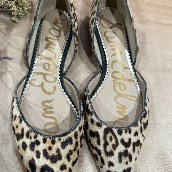 Sam Edelman Leather Loafer Flats Women Size 6 Animal Print Calf Hair Leopard.