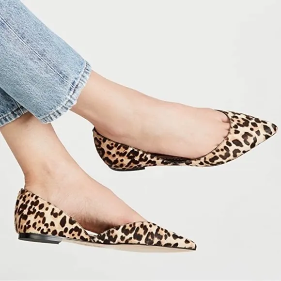 Sam Edelman Leather Loafer Flats Women Size 6 Animal Print Calf Hair Leopard.