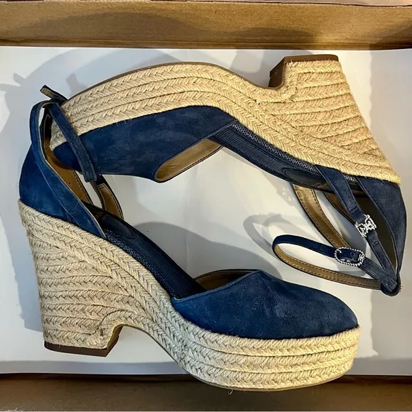 Sam Edelman Nati Hudson Blue Espadrile Wedges