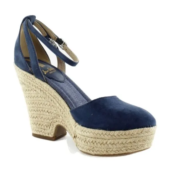 Sam Edelman Nati Hudson Blue Espadrile Wedges