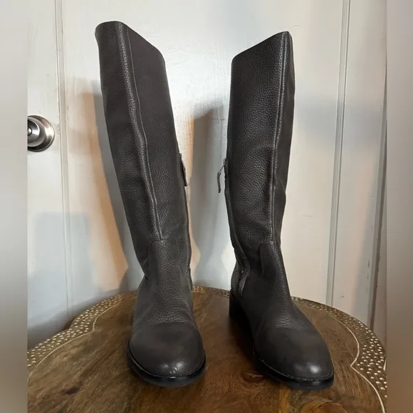 Sam Edelman RYAN Leather Riding Boot Flat Knee High Waffle Sole Moto Goth
