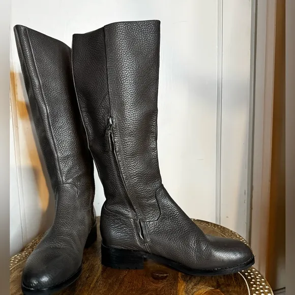 Sam Edelman RYAN Leather Riding Boot Flat Knee High Waffle Sole Moto Goth
