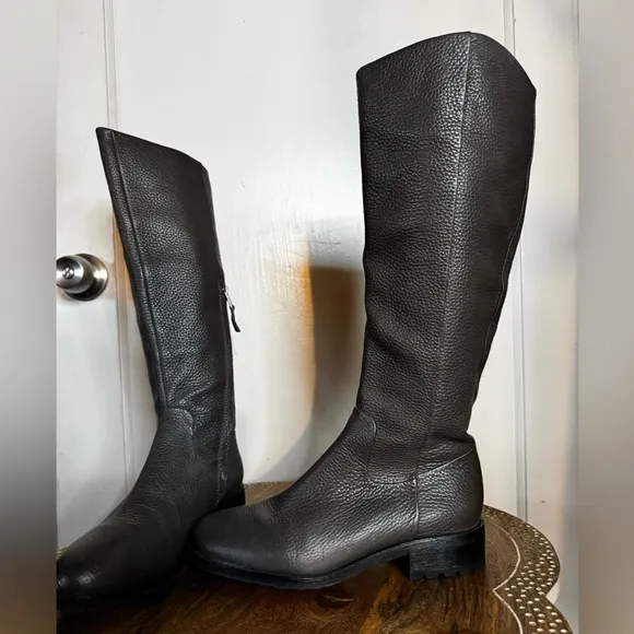 Sam Edelman RYAN Leather Riding Boot Flat Knee High Waffle Sole Moto Goth