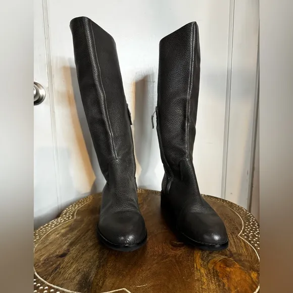 Sam Edelman RYAN Leather Riding Boot Flat Knee High Waffle Sole Moto Goth