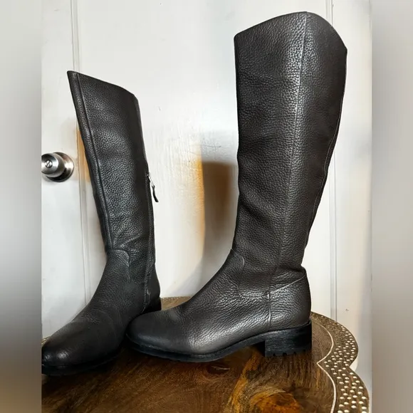 Sam Edelman RYAN Leather Riding Boot Flat Knee High Waffle Sole Moto Goth