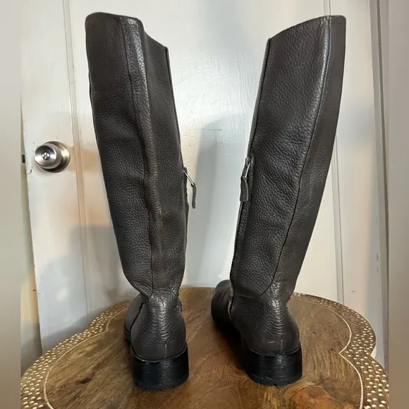 Sam Edelman RYAN Leather Riding Boot Flat Knee High Waffle Sole Moto Goth