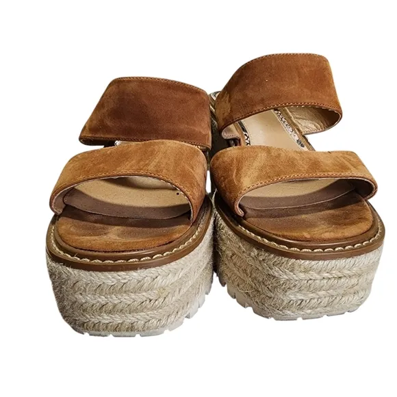 Sam Edelman Tan Suede Platform Wedges with Espadrille Sole - 8M