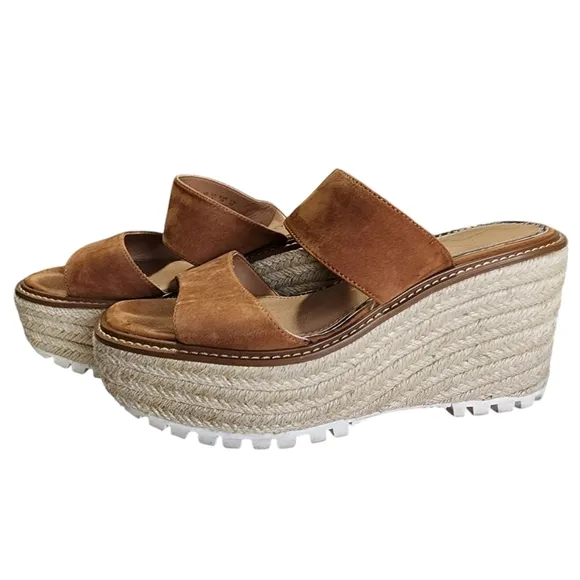 Sam Edelman Tan Suede Platform Wedges with Espadrille Sole - 8M