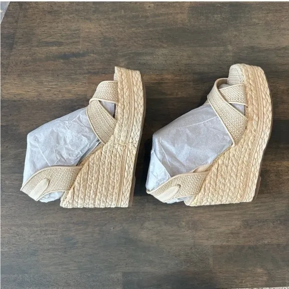 Sam Edelman Vaughn Open Toe Wedges Tan size 9.5