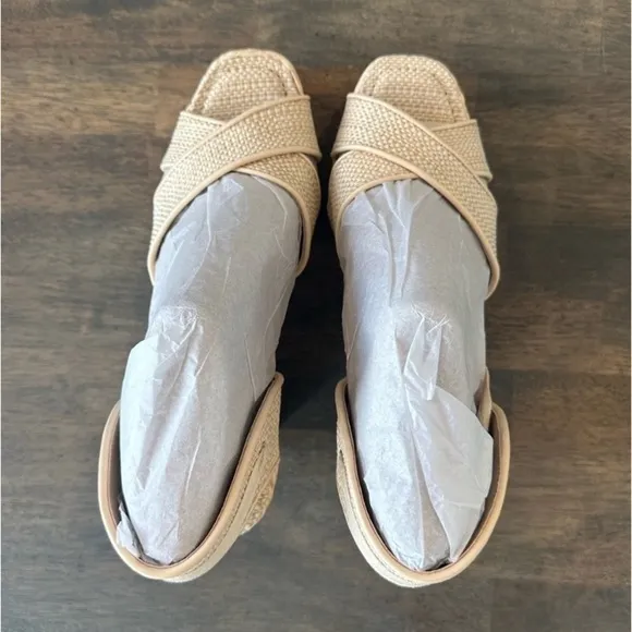 Sam Edelman Vaughn Open Toe Wedges Tan size 9.5