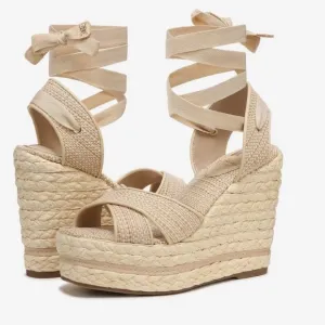 Sam Edelman Vaughn Open Toe Wedges Tan size 9.5