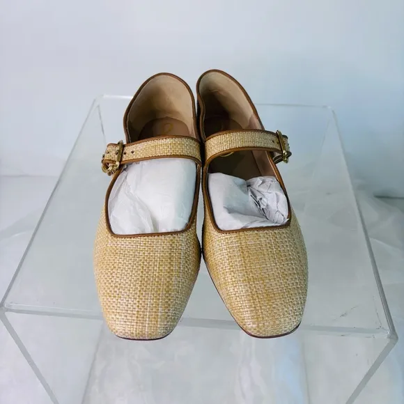 Sam EdelmanWomen's Michaela Mary Jane Flats Bleached Beachwood Weave Size 9