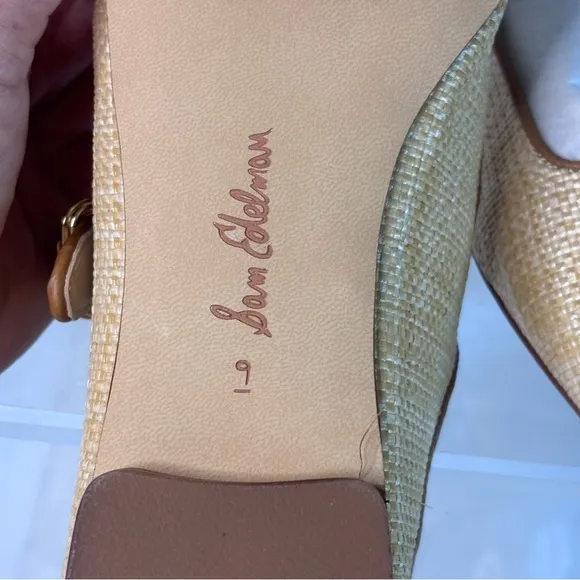 Sam EdelmanWomen's Michaela Mary Jane Flats Bleached Beachwood Weave Size 9
