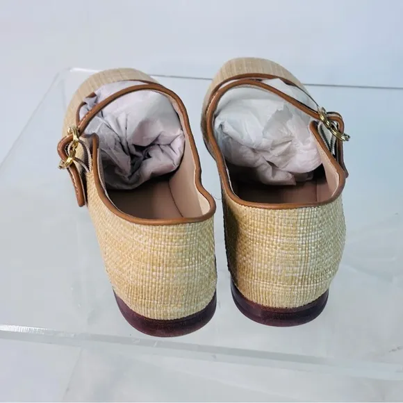 Sam EdelmanWomen's Michaela Mary Jane Flats Bleached Beachwood Weave Size 9