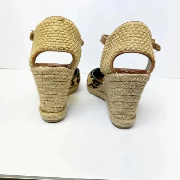 Sam Edelman Harmony Leopard Print Calf Hair Espadrille Wedges Size 9