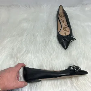 Sam Edelman Raisa Black Leather Studded Bow Trim Flats Sz 7