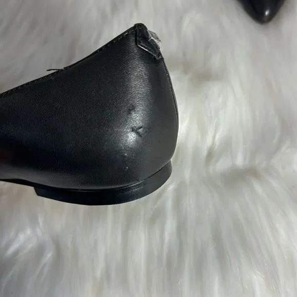Sam Edelman Raisa Black Leather Studded Bow Trim Flats Sz 7