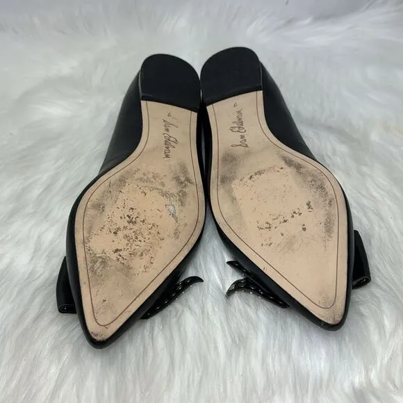 Sam Edelman Raisa Black Leather Studded Bow Trim Flats Sz 7
