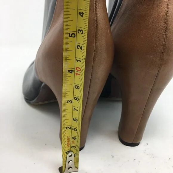Sam Edelman Women's Boots Brown Black Size 7.5 Color Block Heeled Zipper Ankle