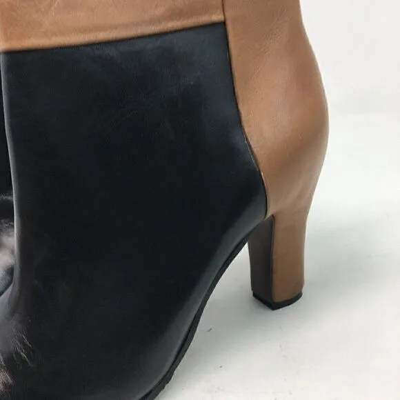 Sam Edelman Women's Boots Brown Black Size 7.5 Color Block Heeled Zipper Ankle