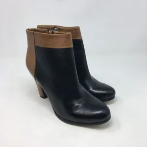 Sam Edelman Women's Boots Brown Black Size 7.5 Color Block Heeled Zipper Ankle